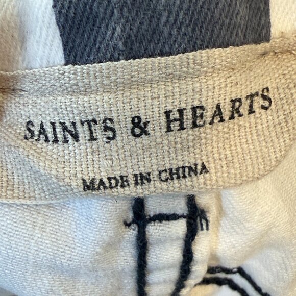 Saints and Hearts High Rise Flare Jeans Hippie Bell Bottom Retro Stripe Medium - Picture 7 of 10